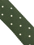 knitted tie in  khaki green with white polka dots